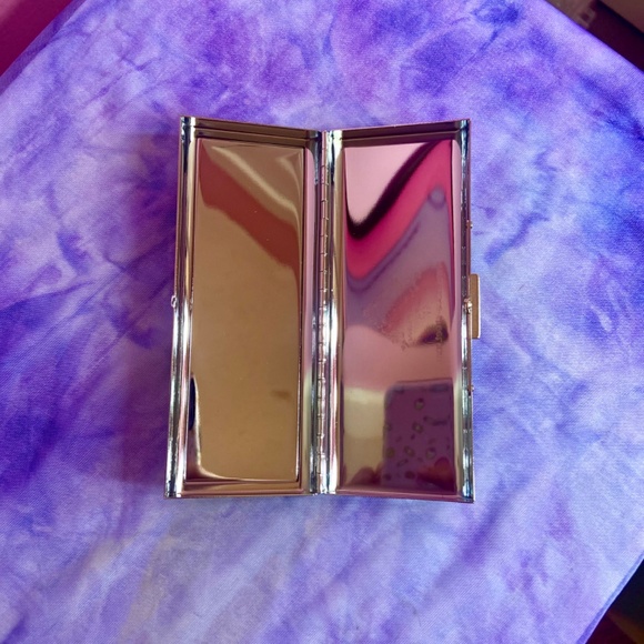 Cigarette Case 100s Lipstick Holder Women’s Stylish Metal Mirrored Interior - Picture 5 of 6